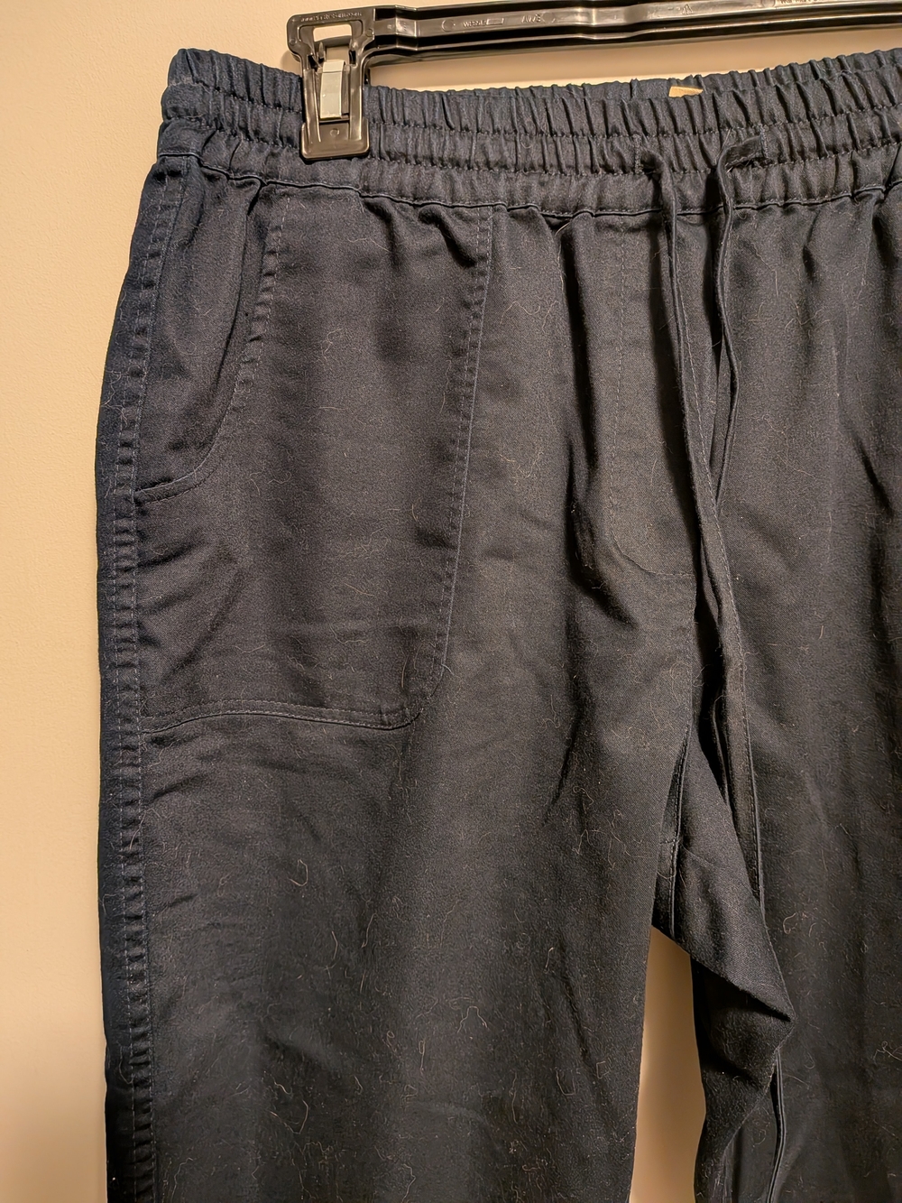Relaxed Black Drawstring Jogger Capris Or Cropped